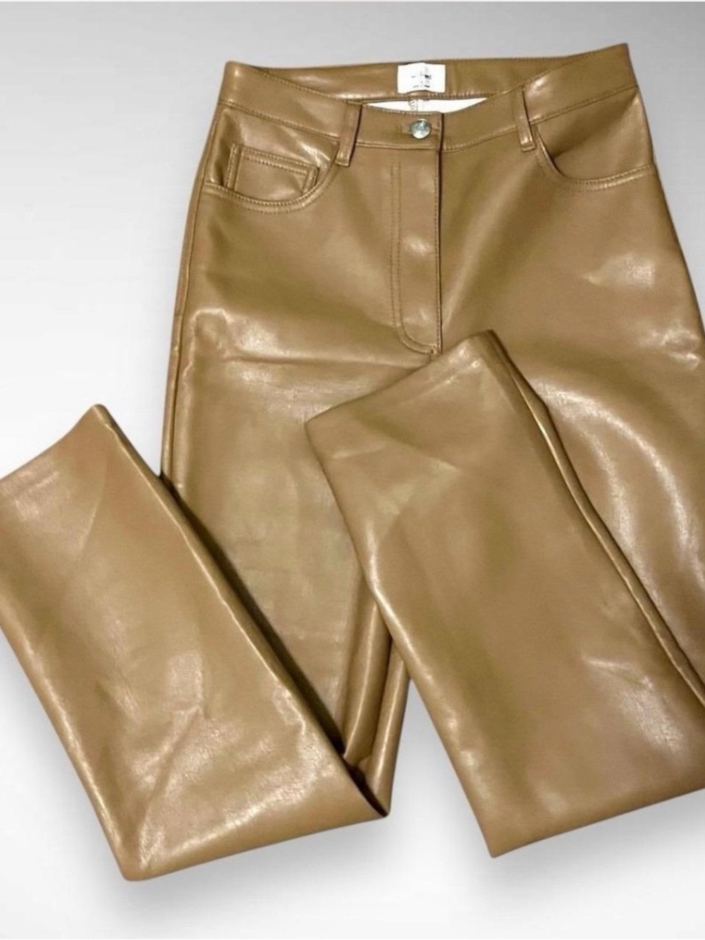 Aritzia Melina Pant - Brown Straight Leg High Waisted Vegan Leather Pants - Picture 4 of 4